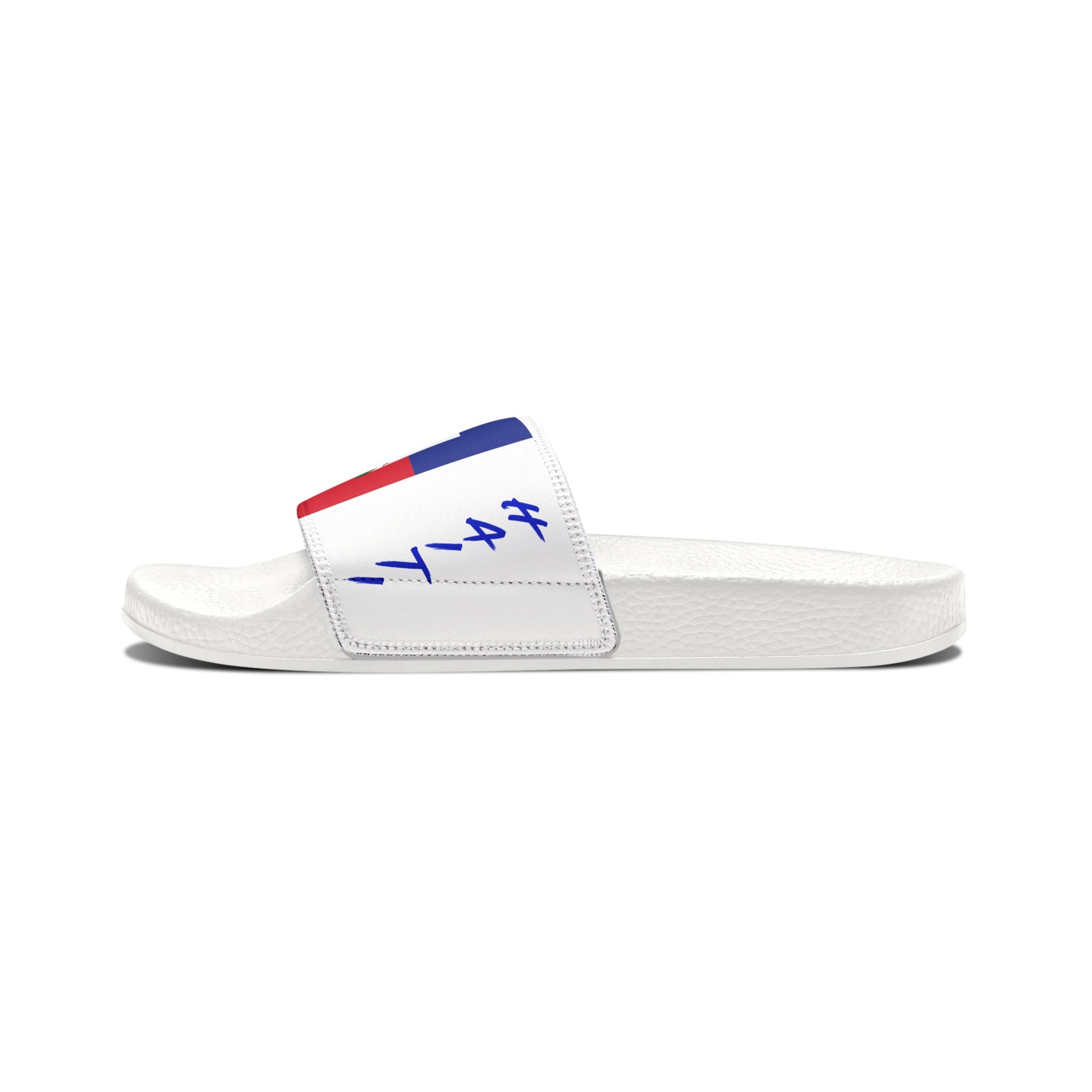 Haiti Flag Slide Sandals — Men's Removable‑Strap Patriotic Pool Slides