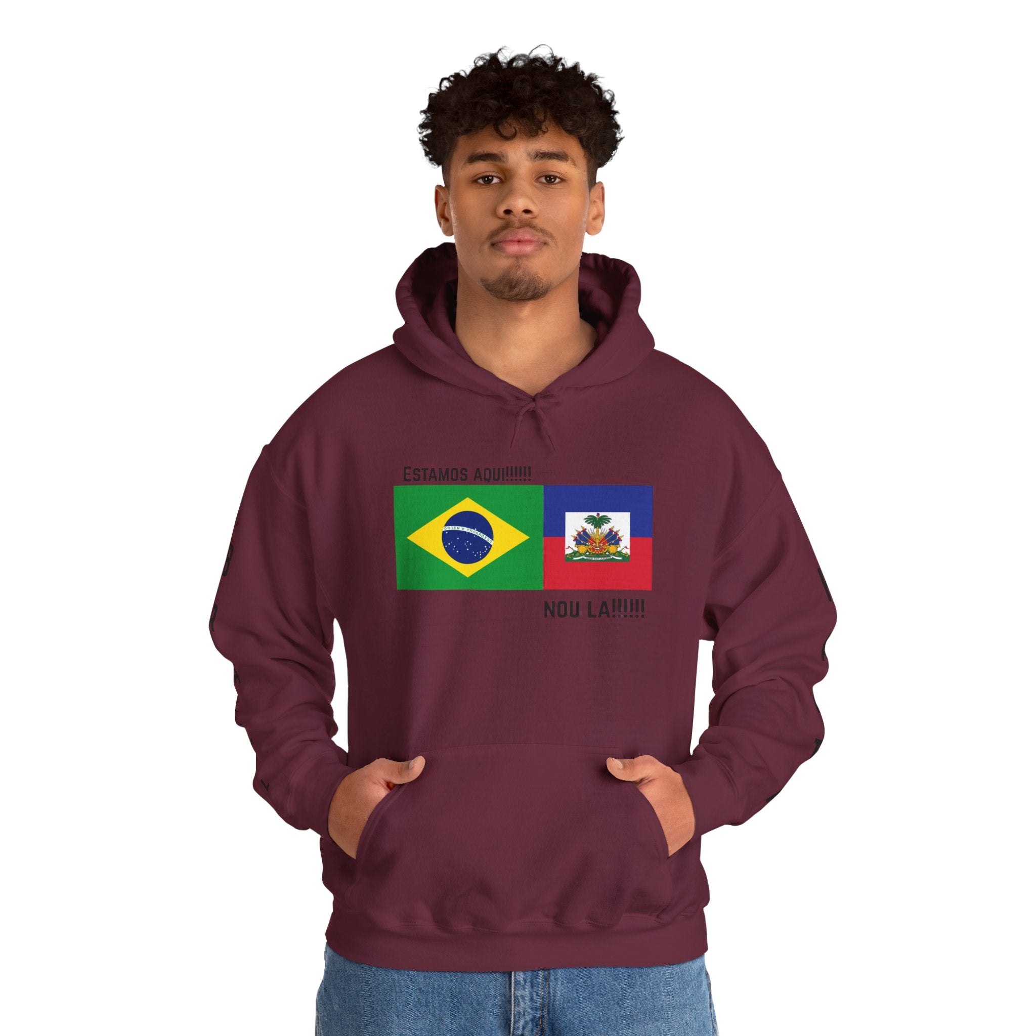 Vi-Hoodie Haiti Brazil Flag Hoodie — "Estamos Aqui!!! Nou La!!!!!"