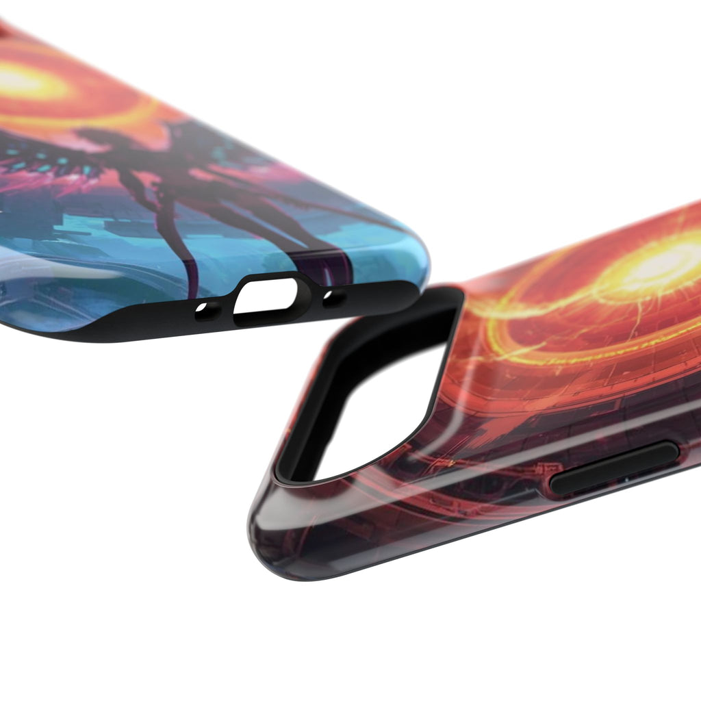 Vi-Anime Phone Case — Angelic Warrior with Fiery Halo Impact-Resistant Design