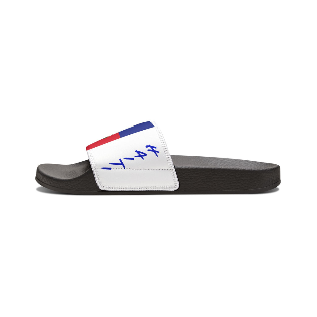 Haiti Flag Slide Sandals — Men's Removable‑Strap Patriotic Pool Slides