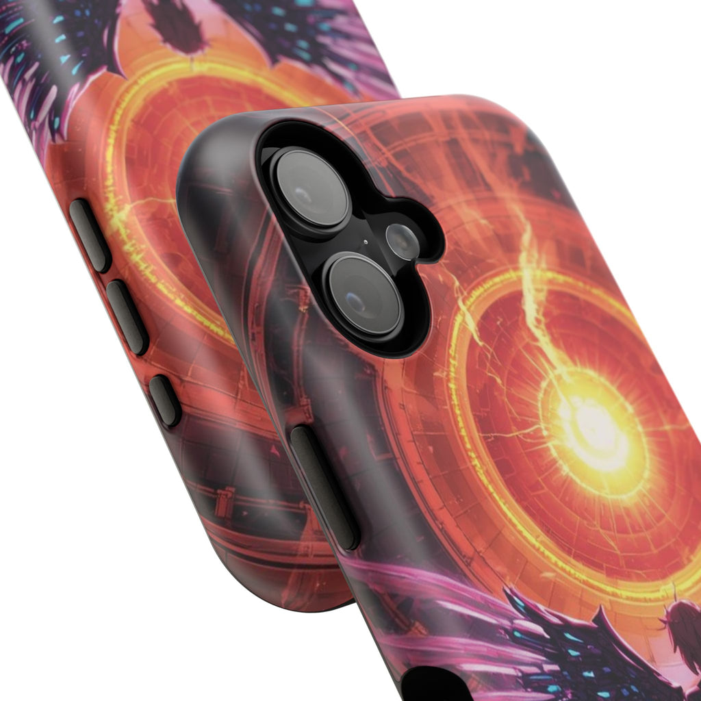 Vi-Anime Phone Case — Angelic Warrior with Fiery Halo Impact-Resistant Design