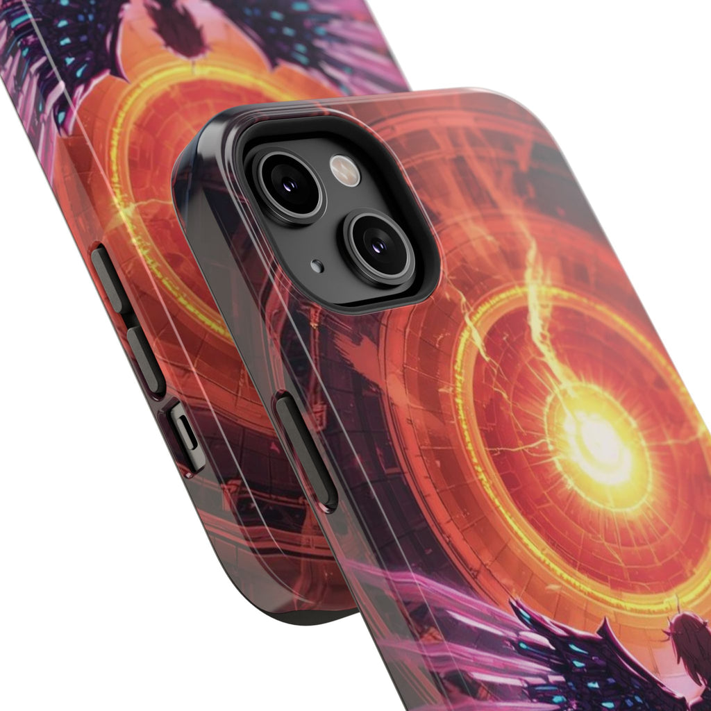 Vi-Anime Phone Case — Angelic Warrior with Fiery Halo Impact-Resistant Design
