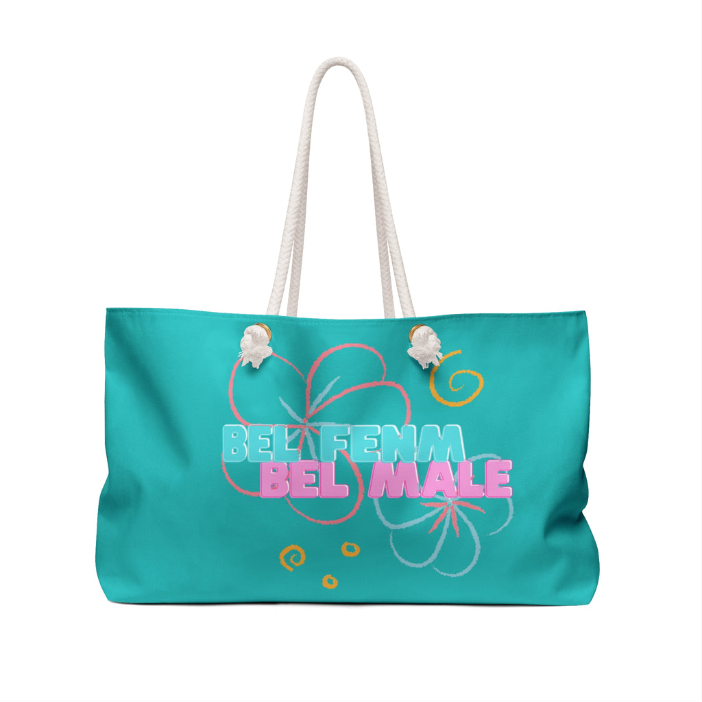 Turquoise 'Bel Malé' Weekender Bag — Tropical Floral Canvas Travel Tote