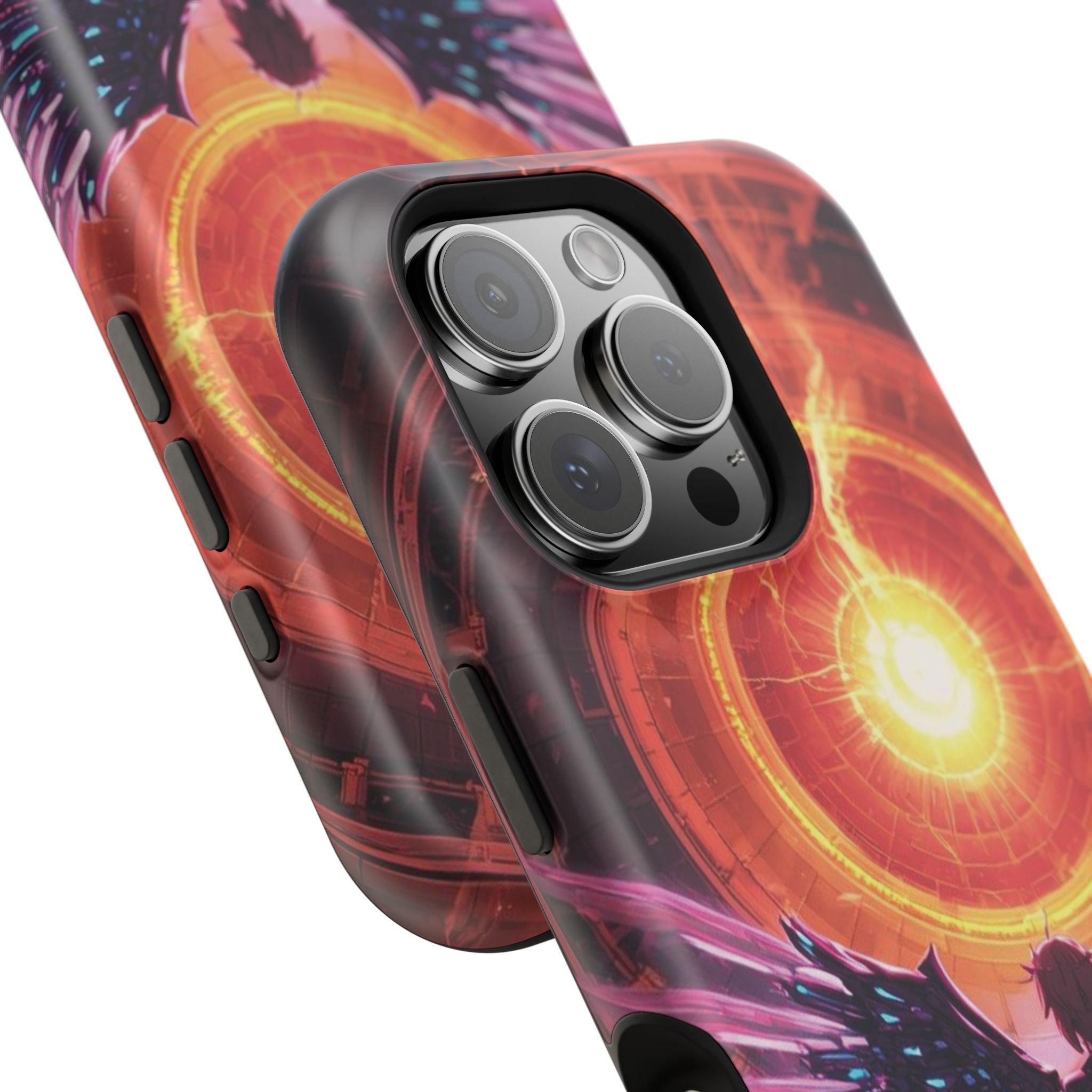 Vi-Anime Phone Case — Angelic Warrior with Fiery Halo Impact-Resistant Design