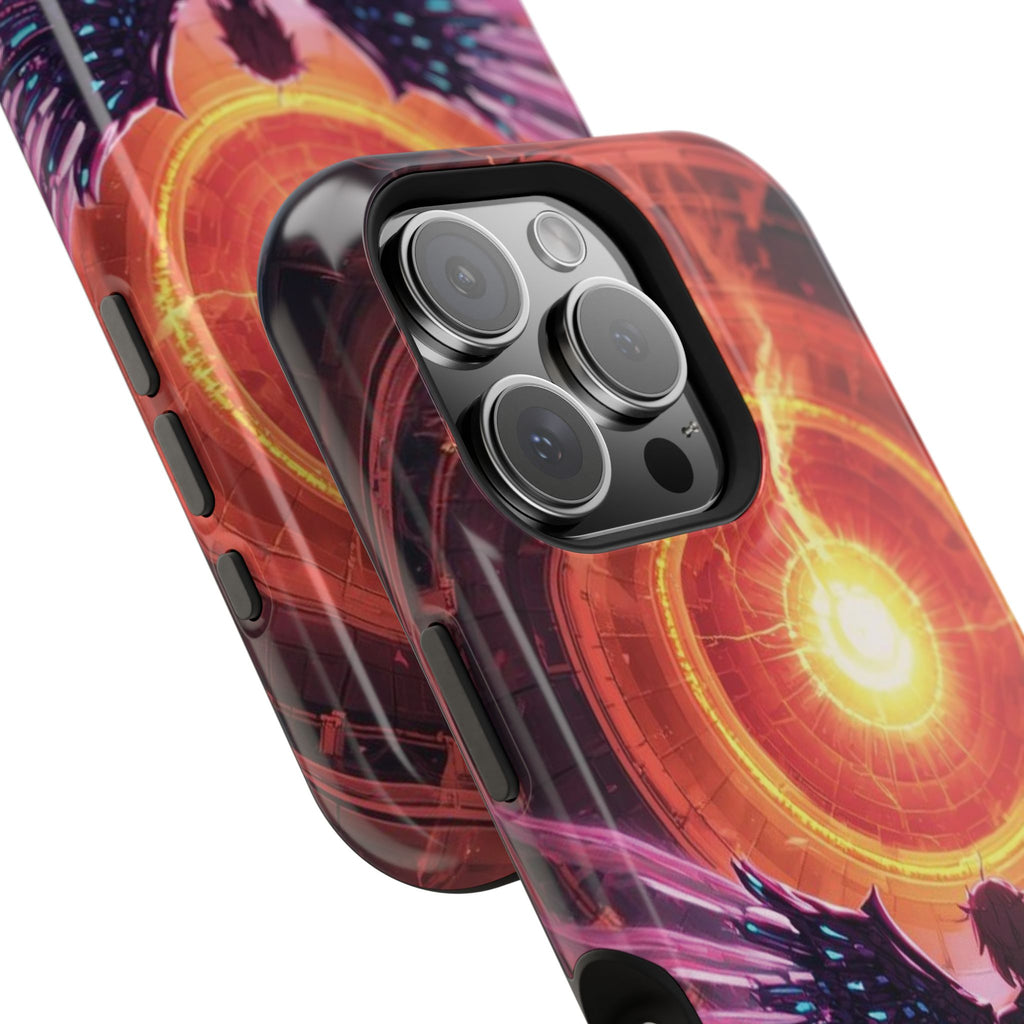 Vi-Anime Phone Case — Angelic Warrior with Fiery Halo Impact-Resistant Design
