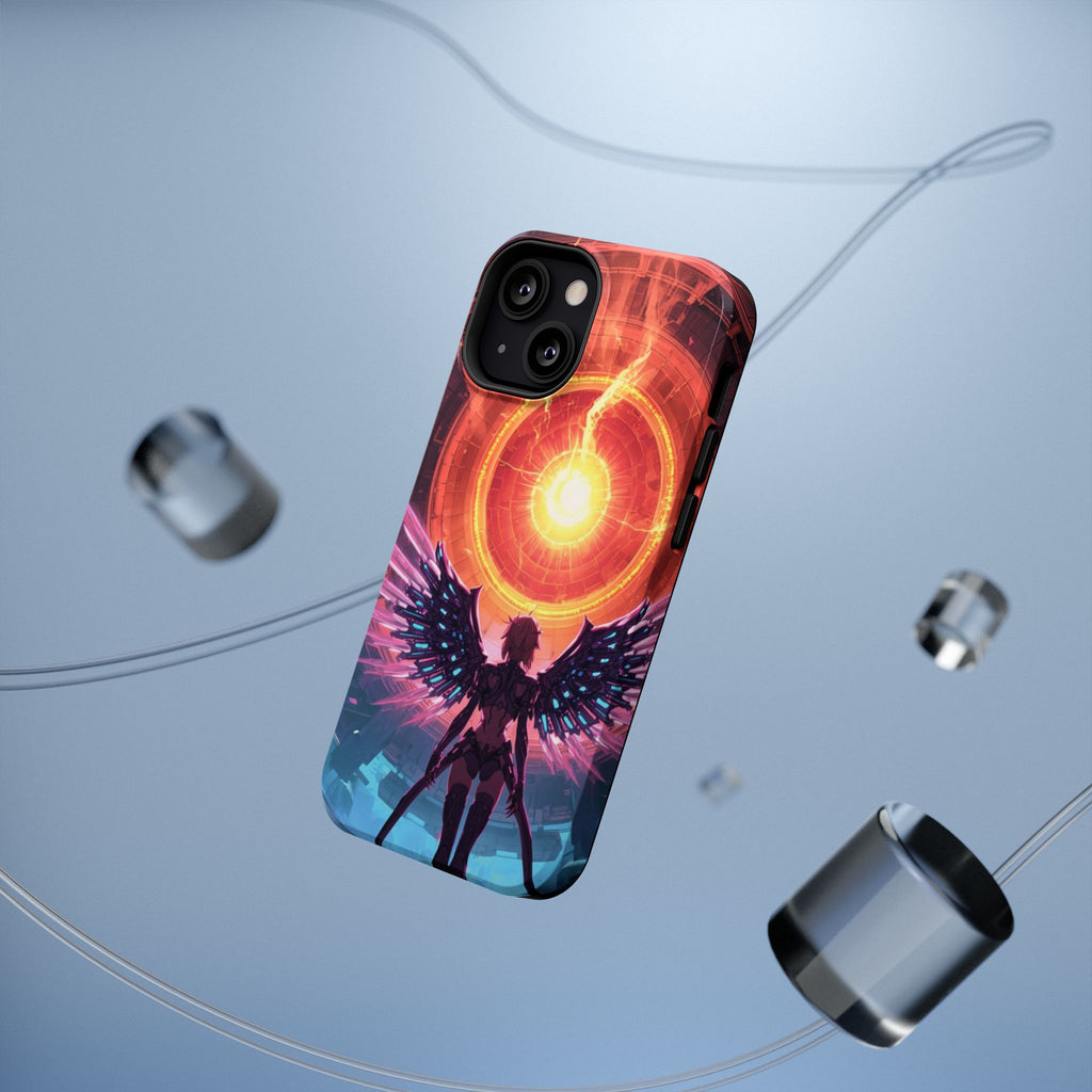 Vi-Anime Phone Case — Angelic Warrior with Fiery Halo Impact-Resistant Design