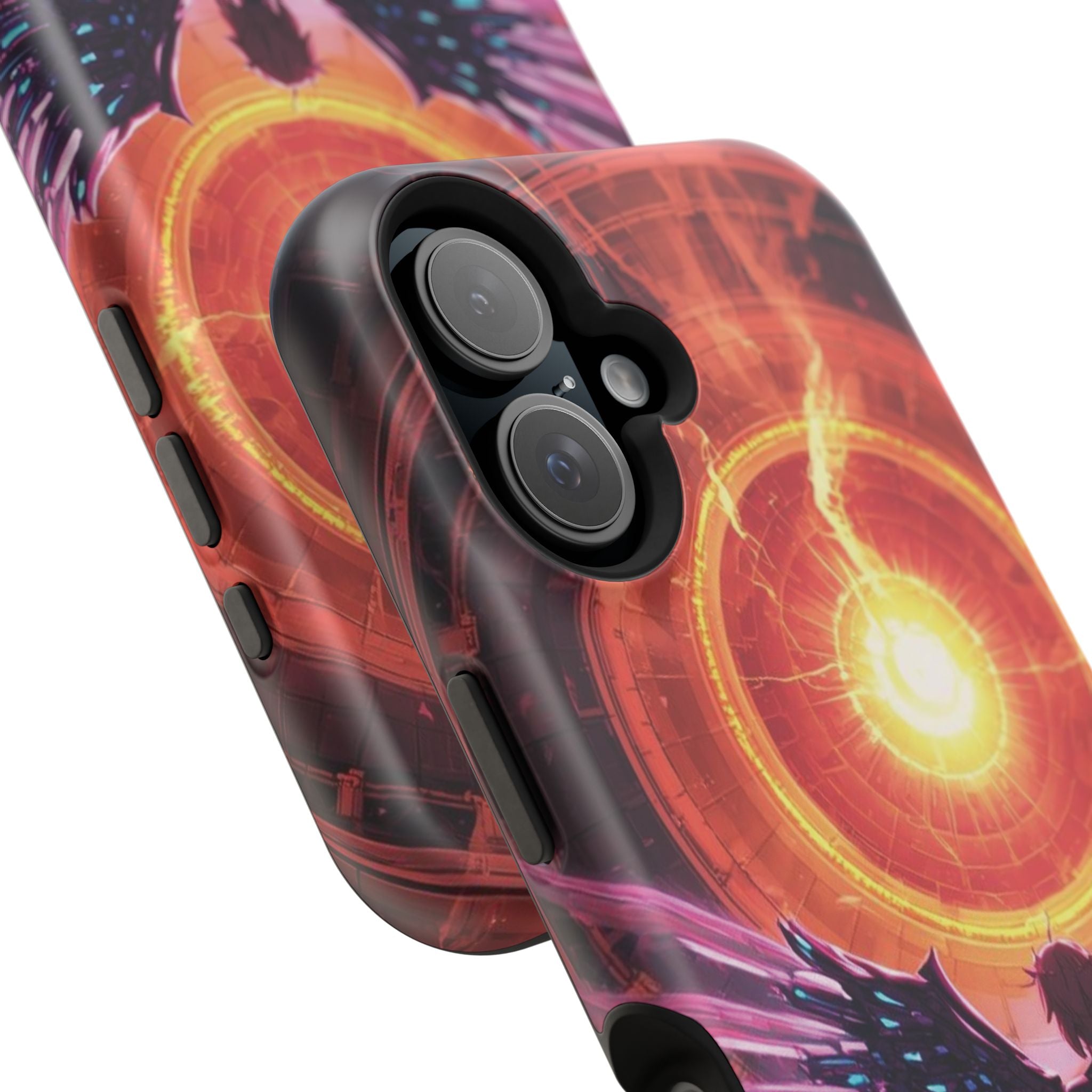 Vi-Anime Phone Case — Angelic Warrior with Fiery Halo Impact-Resistant Design