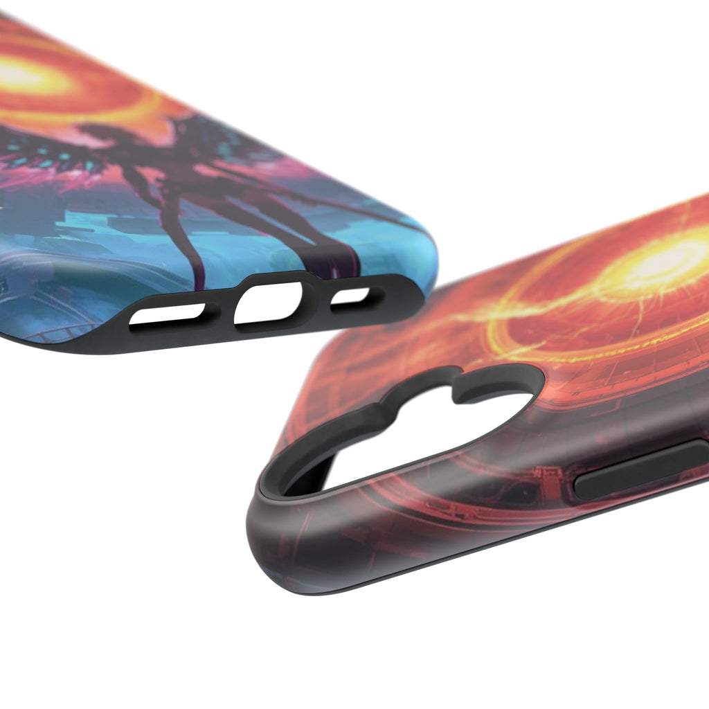 Vi-Anime Phone Case — Angelic Warrior with Fiery Halo Impact-Resistant Design