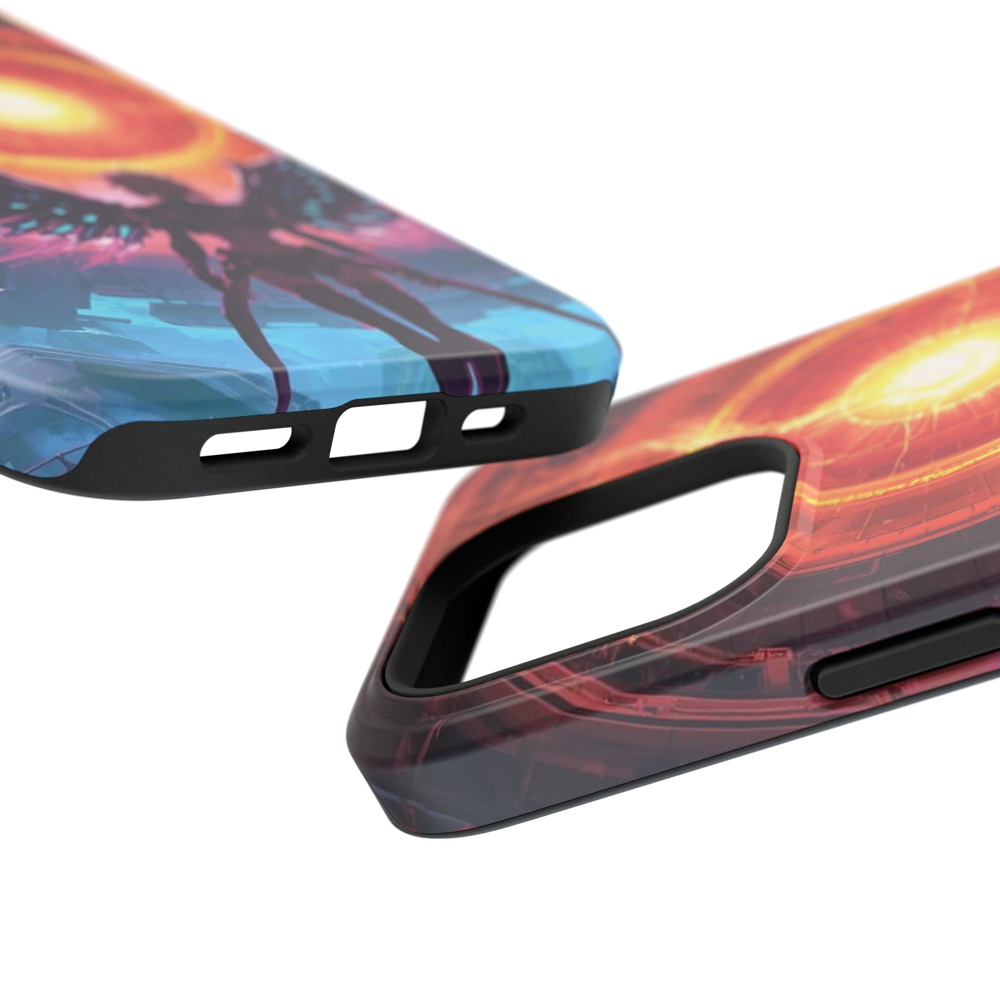 Vi-Anime Phone Case — Angelic Warrior with Fiery Halo Impact-Resistant Design