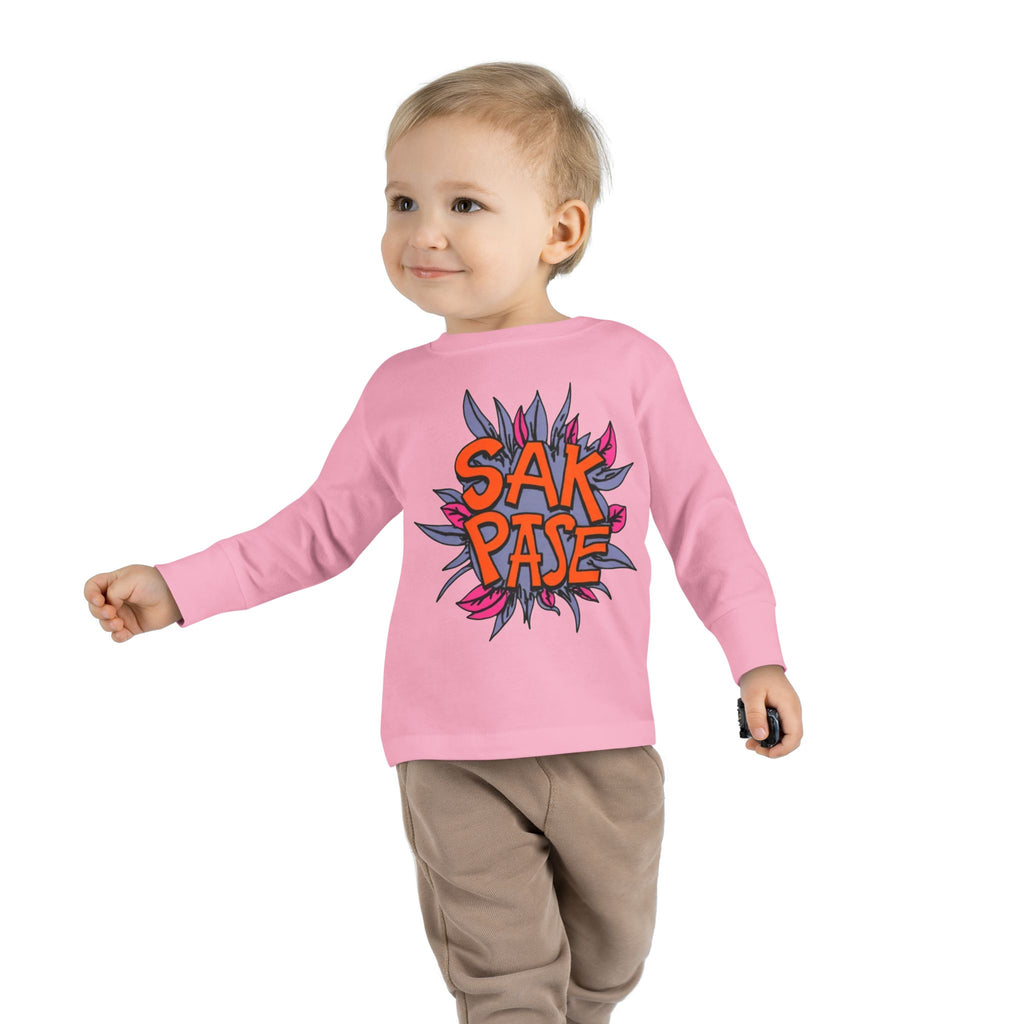 Little Vi -  Long Sleeve Tee — Colorful ‘SAK PASE’ Floral Graphic Kids Shirt