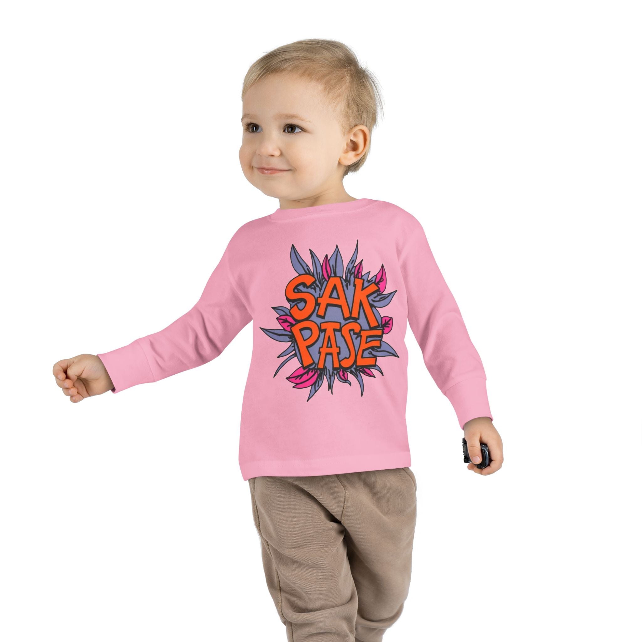 Little Vi -  Long Sleeve Tee — Colorful ‘SAK PASE’ Floral Graphic Kids Shirt