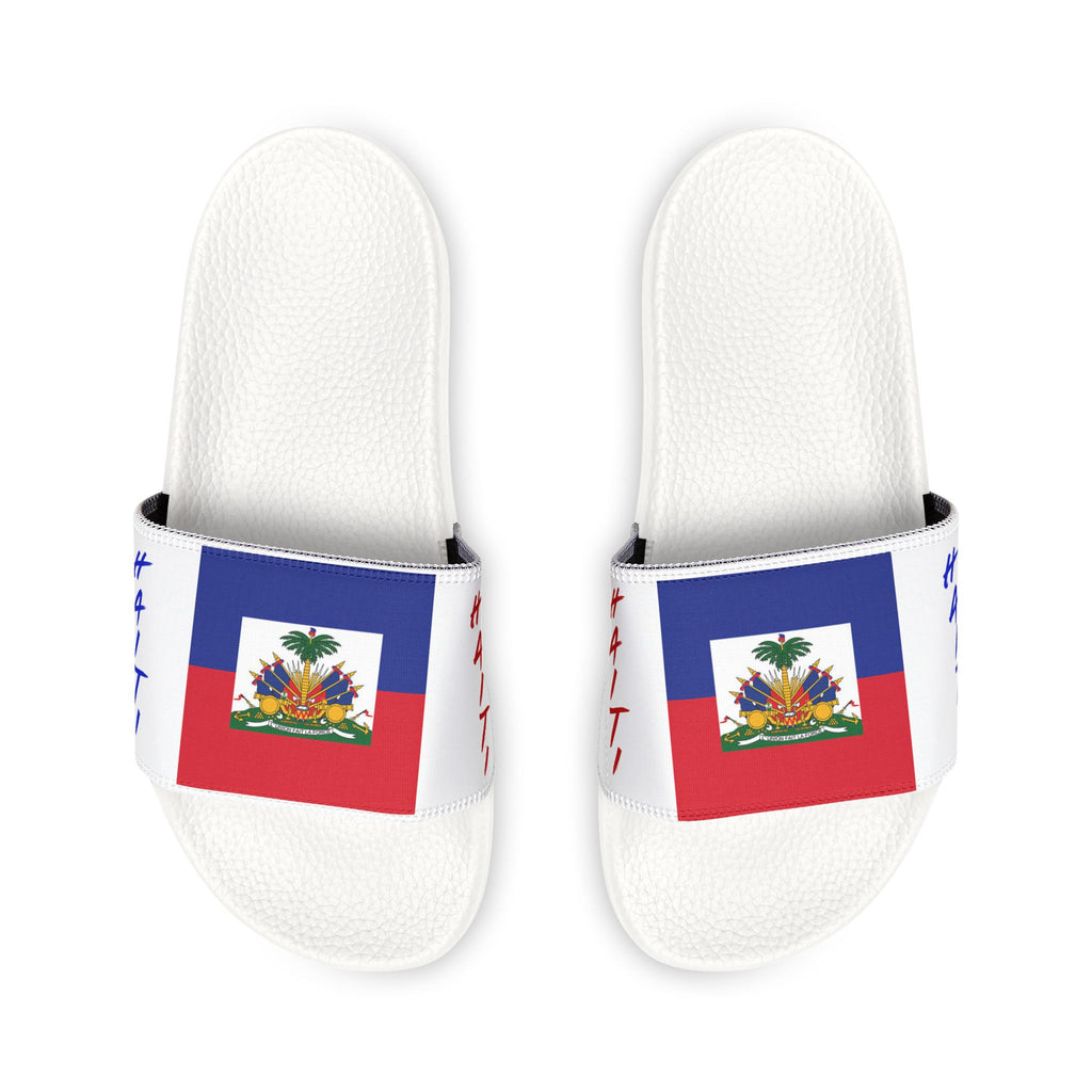 Haiti Flag Slide Sandals — Men's Removable‑Strap Patriotic Pool Slides