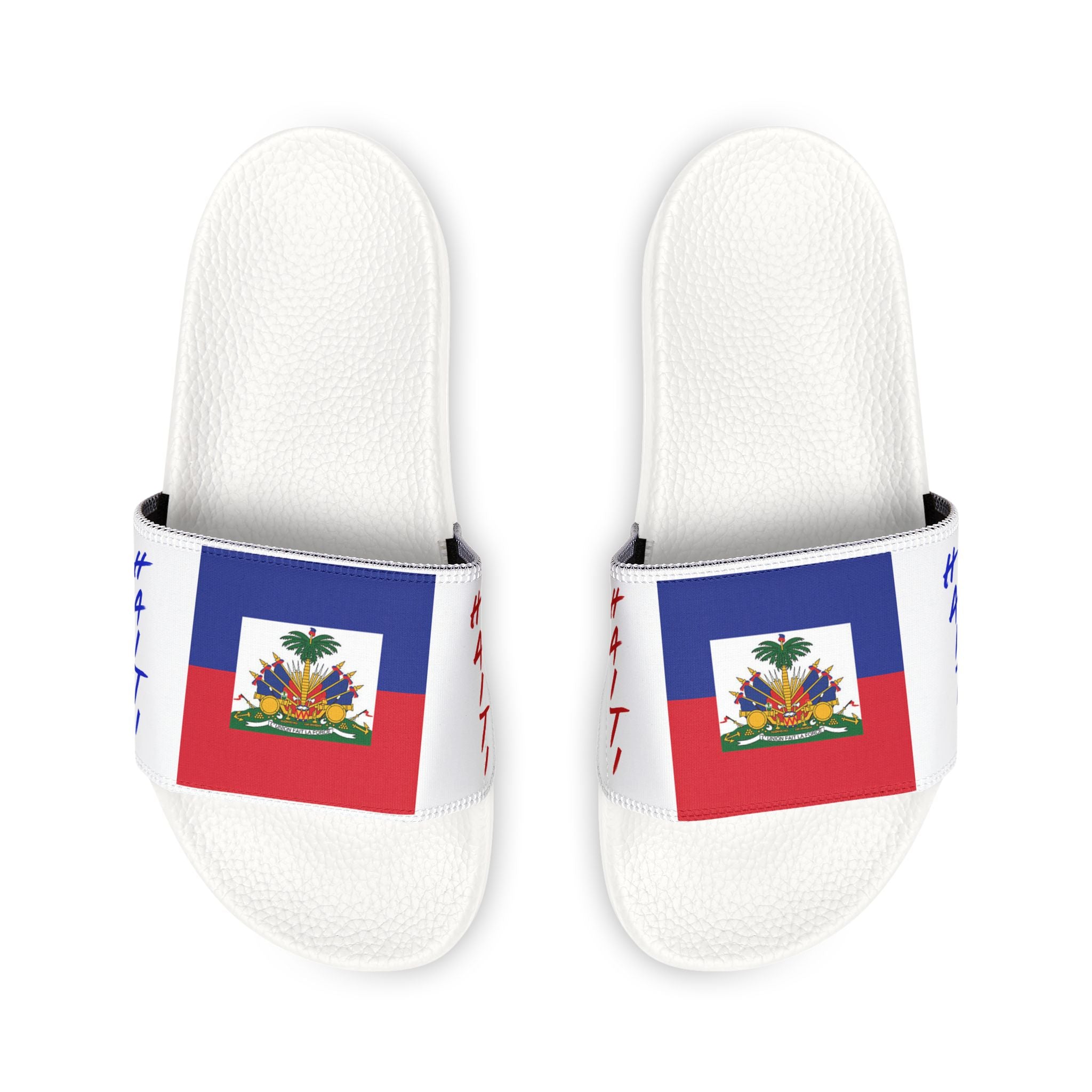 Haiti Flag Slide Sandals — Men's Removable‑Strap Patriotic Pool Slides