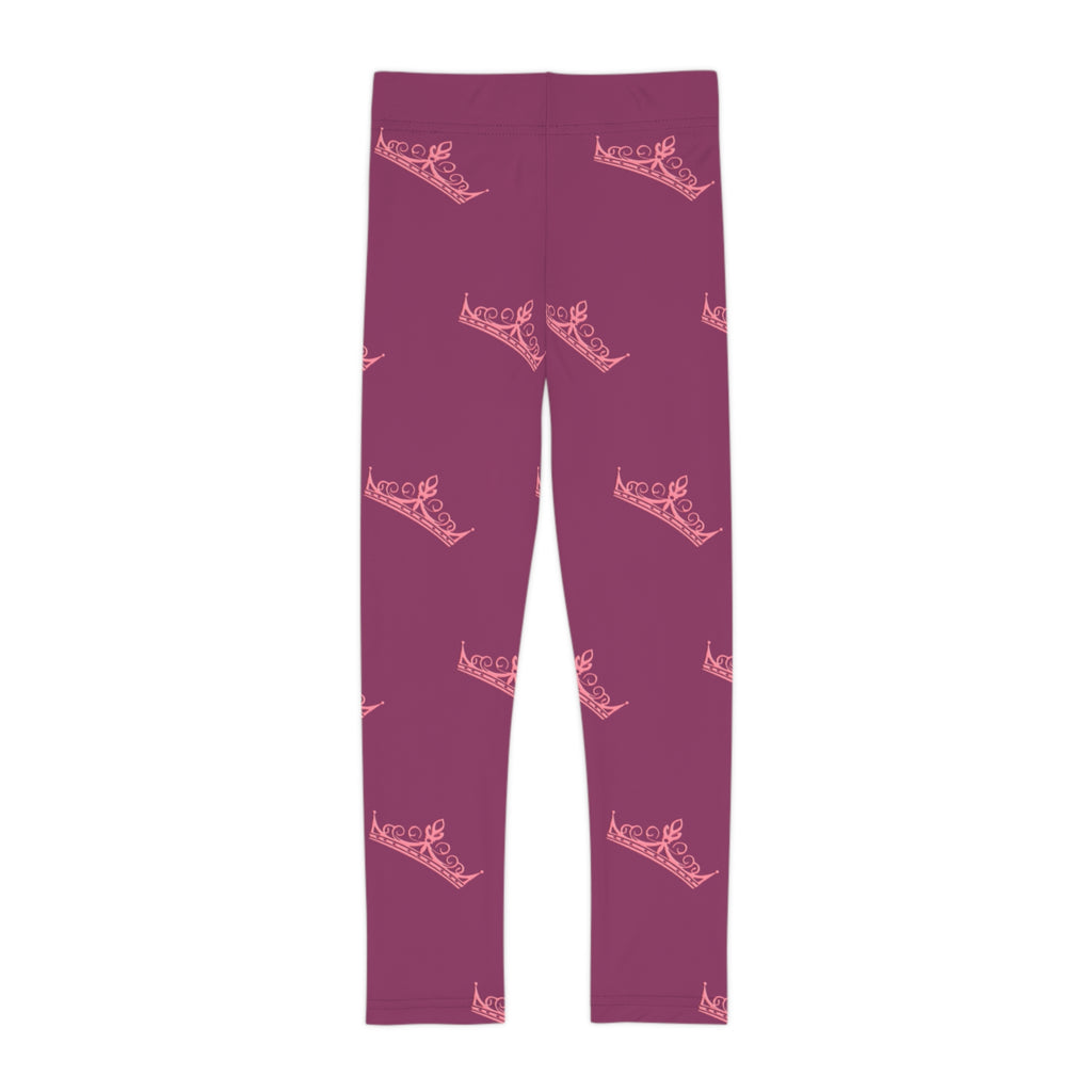 Little Vi Girls Leggings — Pink Crown All-Over Print, Royal Princess Casual Wear