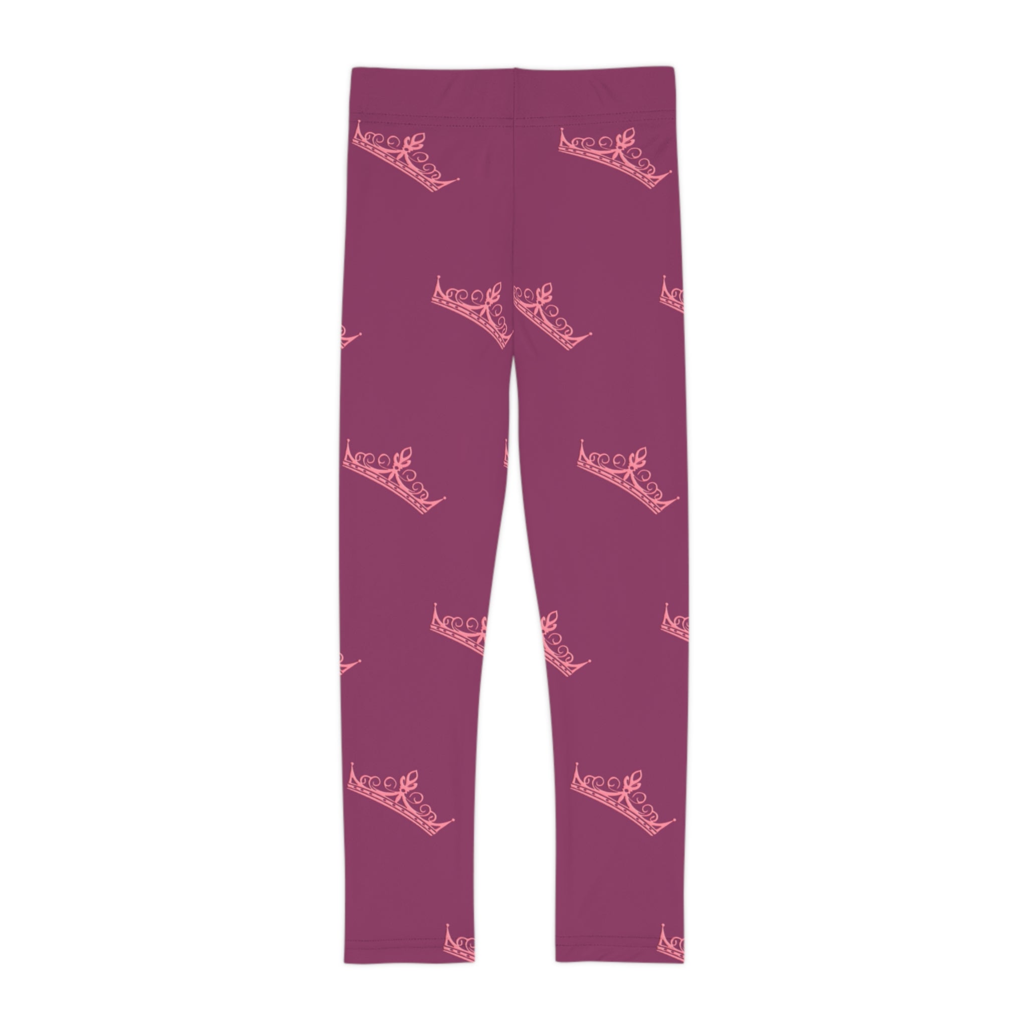 Little Vi Girls Leggings — Pink Crown All-Over Print, Royal Princess Casual Wear