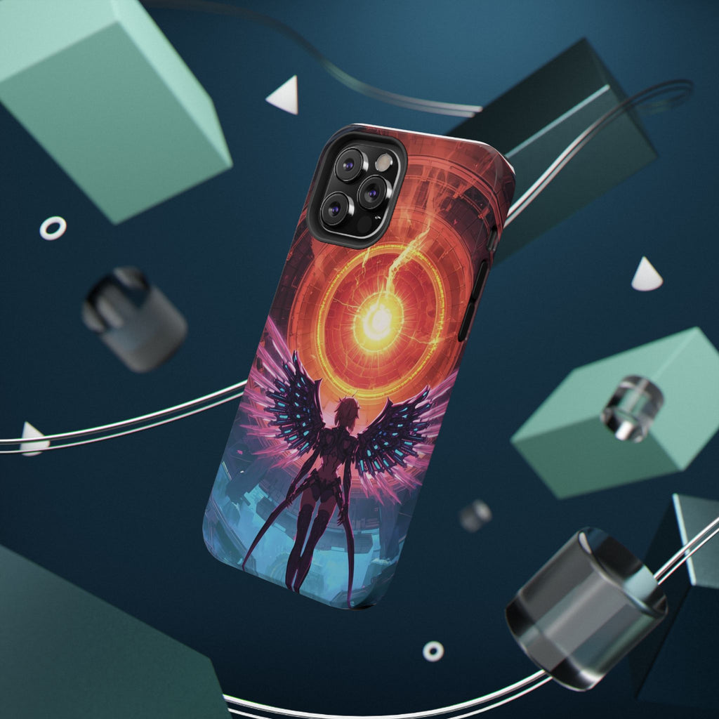 Vi-Anime Phone Case — Angelic Warrior with Fiery Halo Impact-Resistant Design