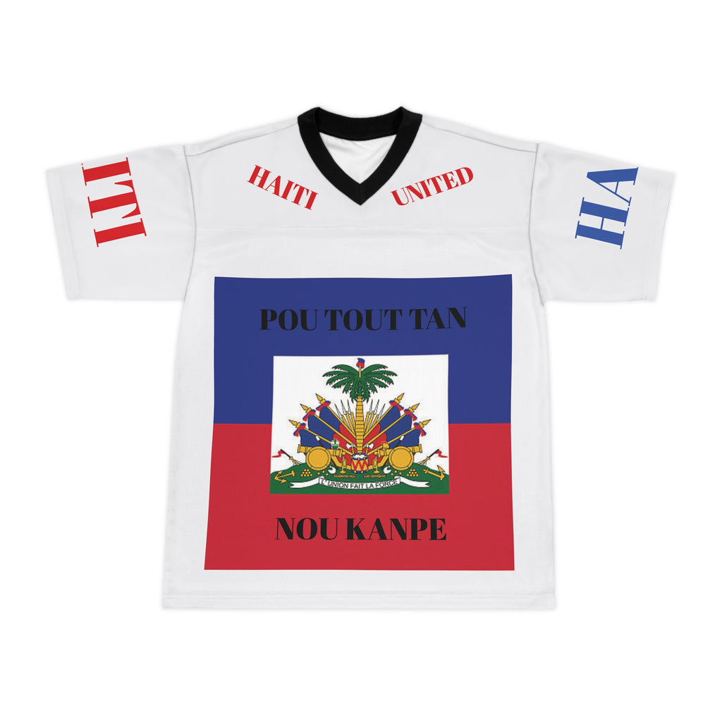 Haiti Flag Football Jersey – "Pou Tout Tan Nou Kanpe" Patriotic Soccer Shirt