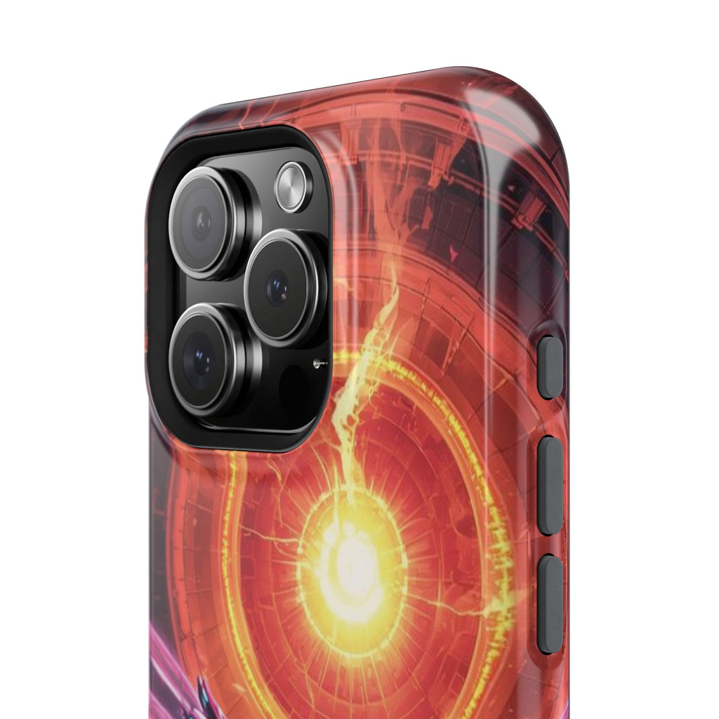 Vi-Anime Phone Case — Angelic Warrior with Fiery Halo Impact-Resistant Design