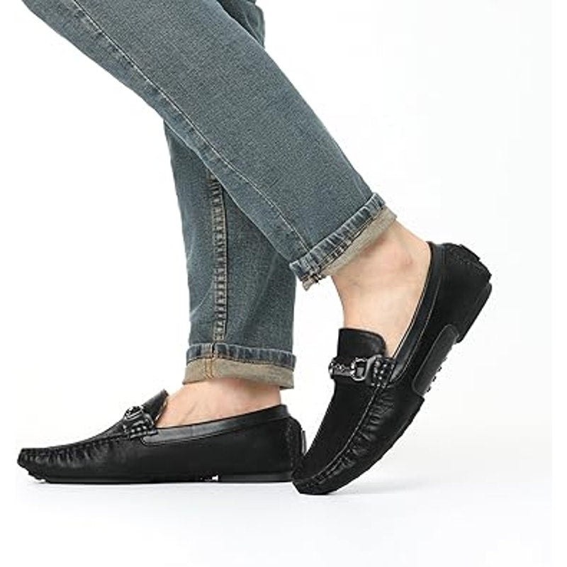 New Bruno Marc Mens 10 Black Driving Penny Loafers Casual SlipOn Moccasins Shoes